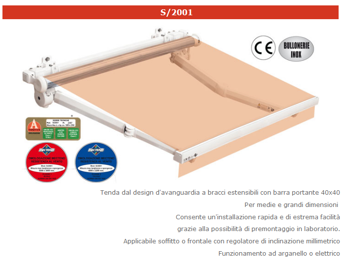 Tenda mod. S/2001 a Bracci Estensibili