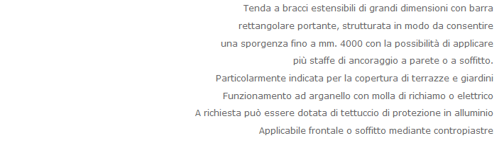 Didascalia Tenda mod. S/2000 a Bracci Estensibili